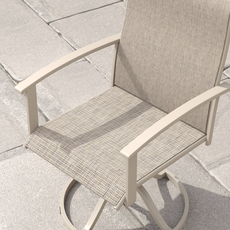 8-Person Patio Dining Set With Swivel Chairs, Gray Woodlike/Beige