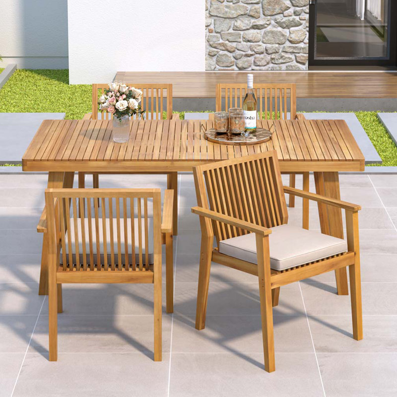 Ensemble repas d'extérieur 5 pièces 5 pièces, Naturel, 5