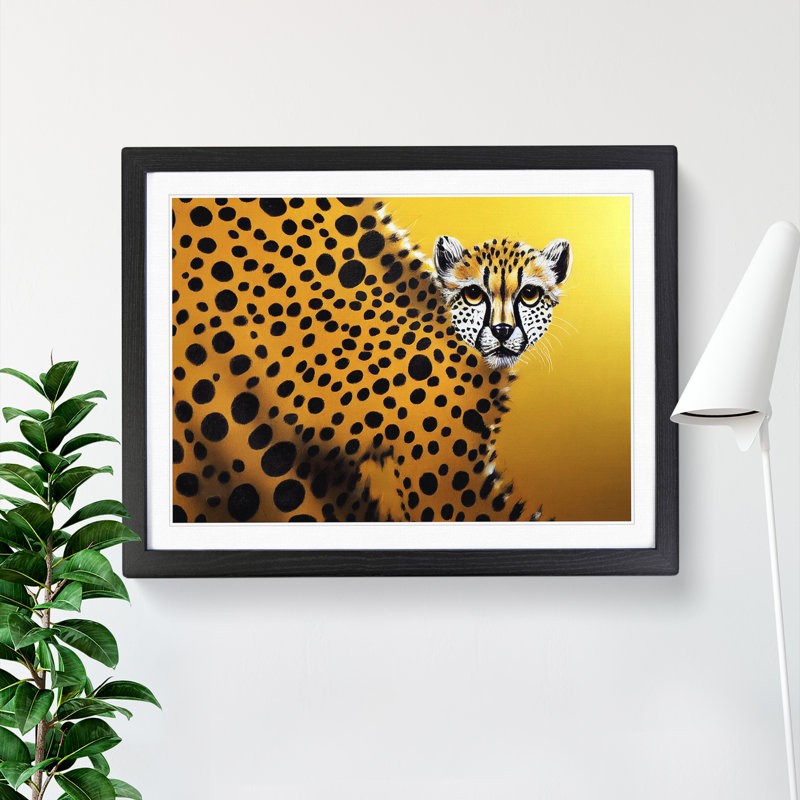 XH1022-6073X Modern Cheetah Abstract - Single Picture Frame Print, 25cm H x 34cm W, Black