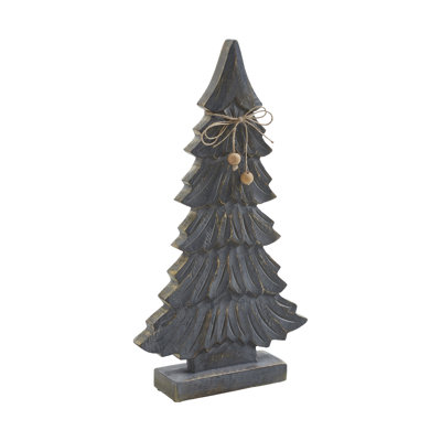 Arbre en bois de pin gris foncé vieilli à six niveaux 16,5 x 9,25 x 2,5
