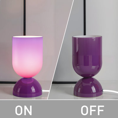 Lampe de table moderne en verre 9 po avec base E12 et interrupteur marche / arrêt en ligne - Éclairage d'appoint compact pour la chambre à coucher ou le salon