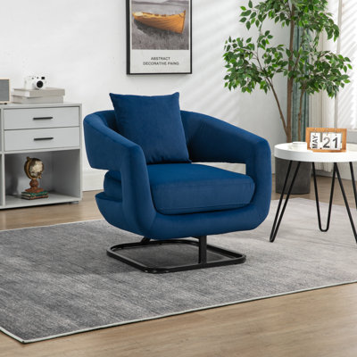 Chaise d'appoint rembourrée en tissu de velours texturé avec support en métal House Hold