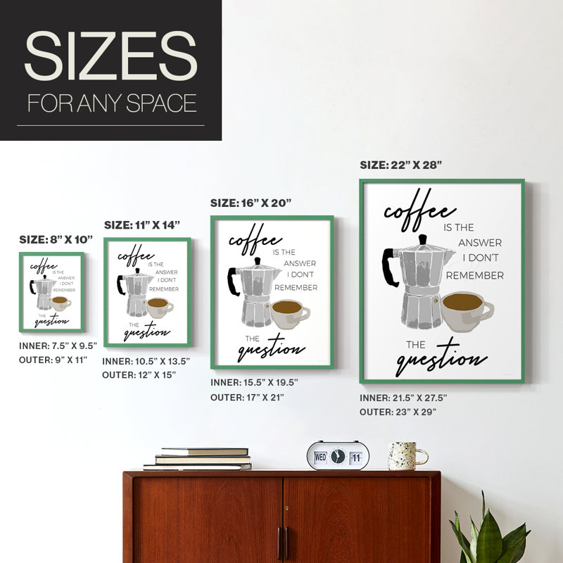 «Coffee is the Response» - Impression encadrée de qualité supérieure - Prêt à accrocher - Aucun clou requis - Aucun clou requis
