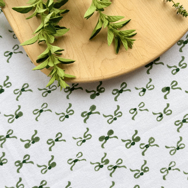 S/4 Organic Napkins - Bows - Sage & Evergreen