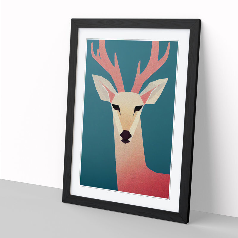 Andreis Deer Contemporary 1 Piece Wall Art, 46cm H x 34cm W x 2cm D, Black