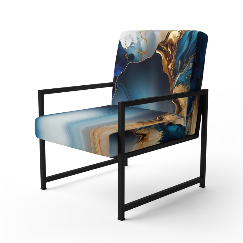 Crillon - Fauteuil d'appoint rembourré en marbre, Noir, noir, noir, noir