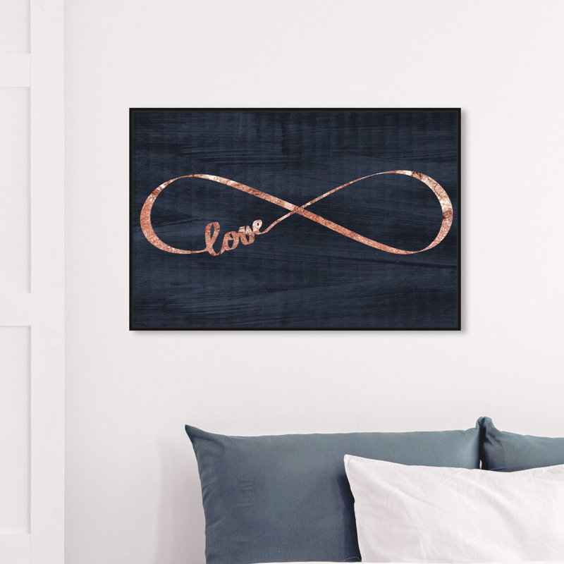 Infinite Love - art textuel sur toile, H 36 po x l 54 po, Cadre noir