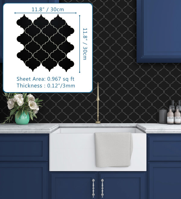 Peel and Stick Wall Tile for Kitchen Backsplash, Dark Green Decorative  Arabesque Backsplash, 11 in x 10 in - AliExpress