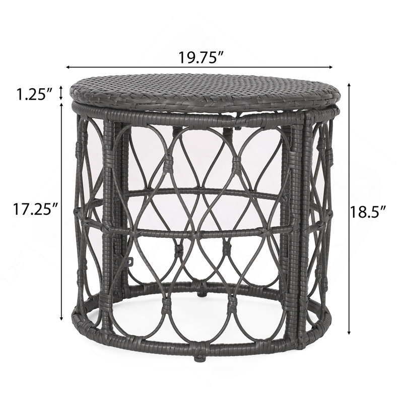 Outdoor Patio Side Table, Gray