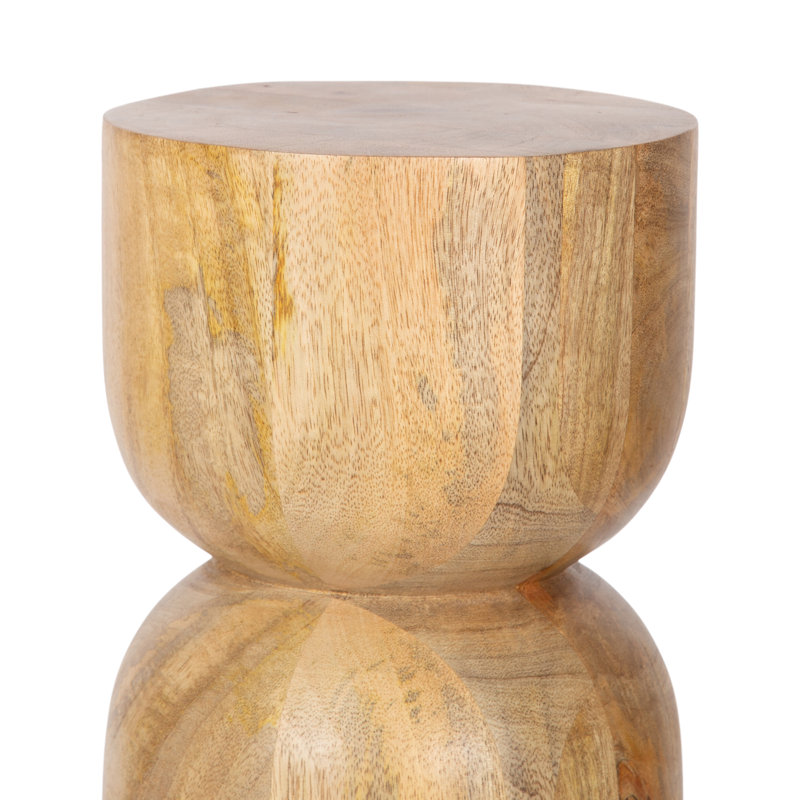 Teo Modern Sculptural Mango Wood Round Drink Table