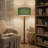 61" Retro Walnut Rubberwood Floor Lamp with Sculptural Stacked Sphere Base and Green Linen Drum Shade, cULus Certified for Living Room Side Tables, Bedroom Corners, Home Offices or Study Rooms-1584075356