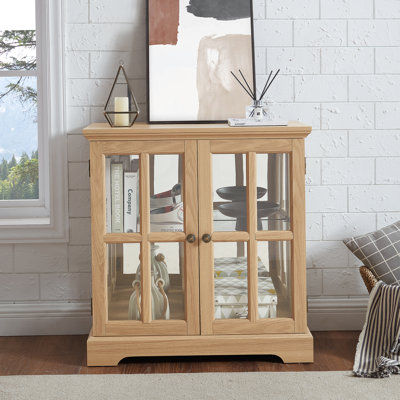 LED Curio Display Cabinet,Antique Display Cabinet with Adjustable Shelves,Retro Design Quality Showcase by George Oliver