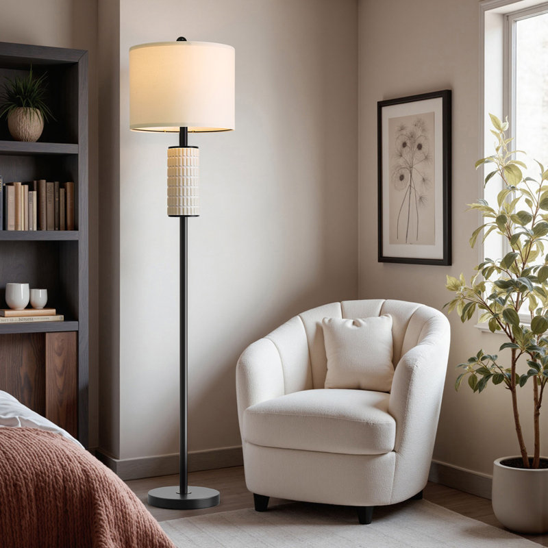 Lampe sur pied de 64 po en céramique et en métal moderne, convenant aux salons, aux chambres et aux bureaux