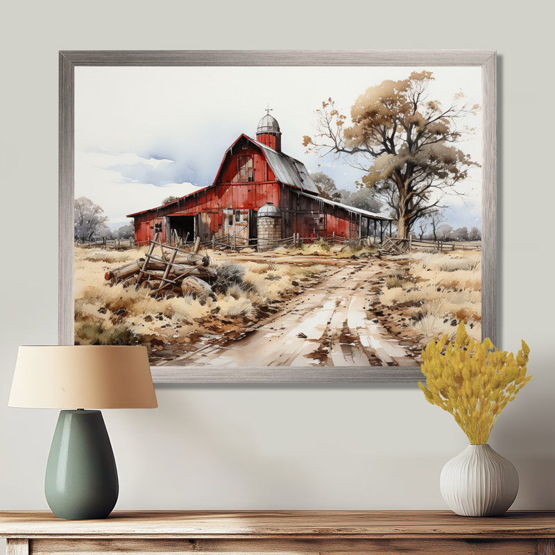 «Farmstead Lnadscape III - Farm Large», art mural, Toile tendue, H 30 po x l 40 po x P 1,5 po