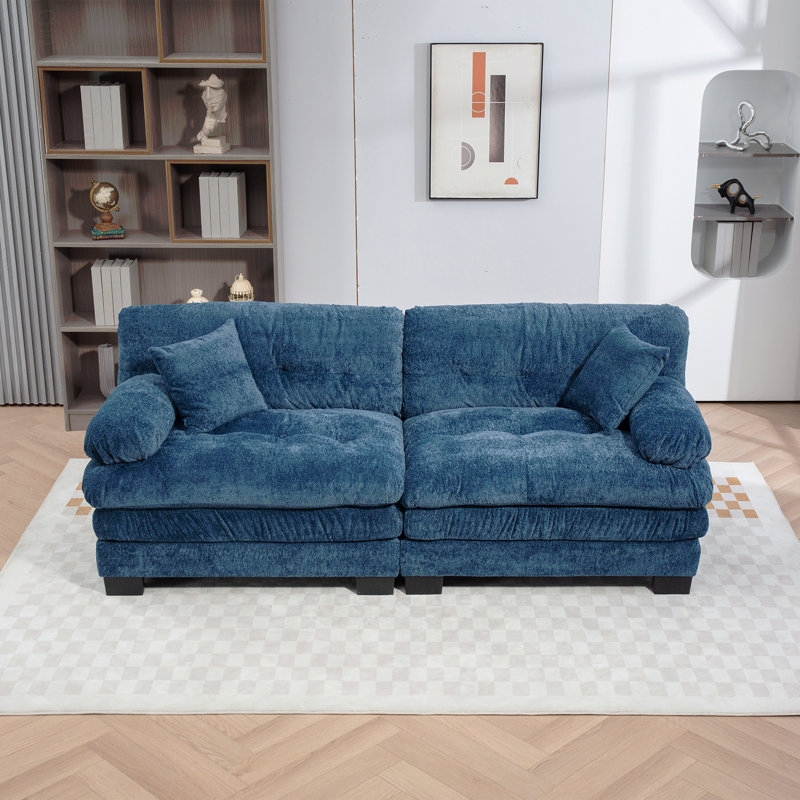 Canapé modulaire à deux places Canapé modulaire à assise profonde Canapé-lit en chenille Canapé-lit