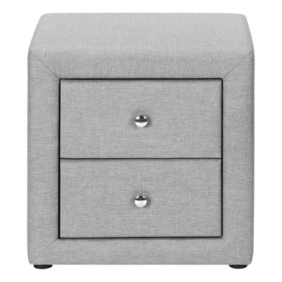Nightstand, Nightstand, End, Side, Lamp, Storage Drawer, Bedroom, Upholstered, Black Leather Look, Transitional