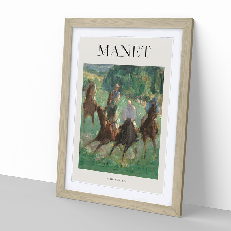 At the Races by Edouard Manet - Picture Frame Graphic Art, Oak Framed, 65cm H x 48cm W x 2cm D