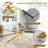 78.7" Rectangle Glass Dining Table Set With Polished Stainless Steel X-Base And Velvet Upholstered Nailhead Trim Dining Chairs-118608821-118608828-118608830