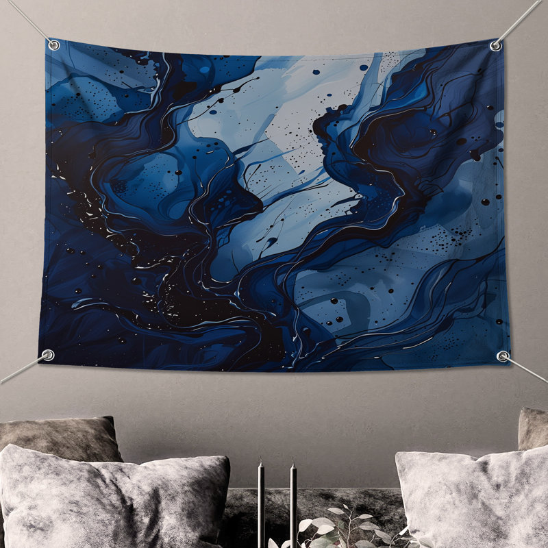 Tapisserie murale «Abstract Waves» - Décoration murale abstraite, 104in H x88 with 4 Grommets