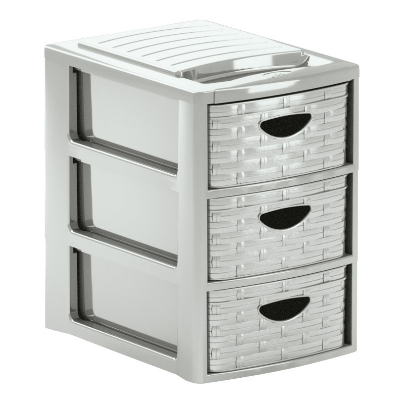 3 Drawer Storage Drawer, Natural Grey