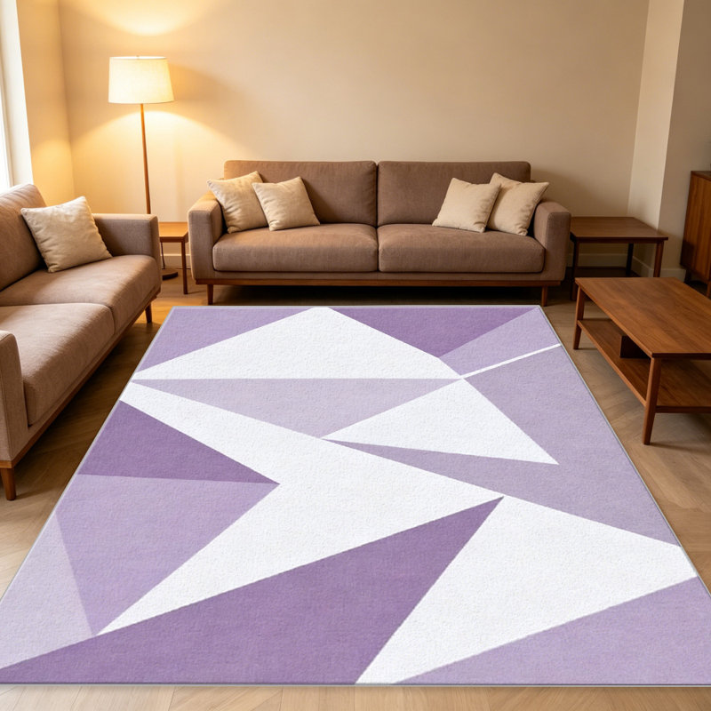 Purple Geometric carpet-easy to clean, machine-washable, soft and comfortable; suitable for door mats, kitchens, living rooms, bedrooms, corridors, and laundry areas. Easy to clean, durable carpet for home decoration.