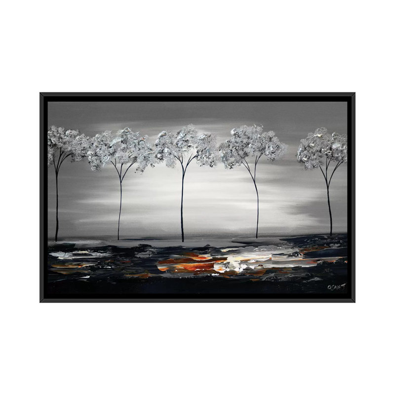 «Swiger Silver River», reproduction sur toile, H 18 po x l 26 po x P 1,5 po, Pas de tapis, Toile encadrée noire
