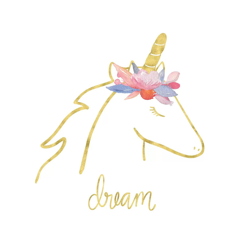 Golden Unicorn I Dream by Noonday Design - Wrapped Canvas Print, 45.72 cm H x 45.72 cm W