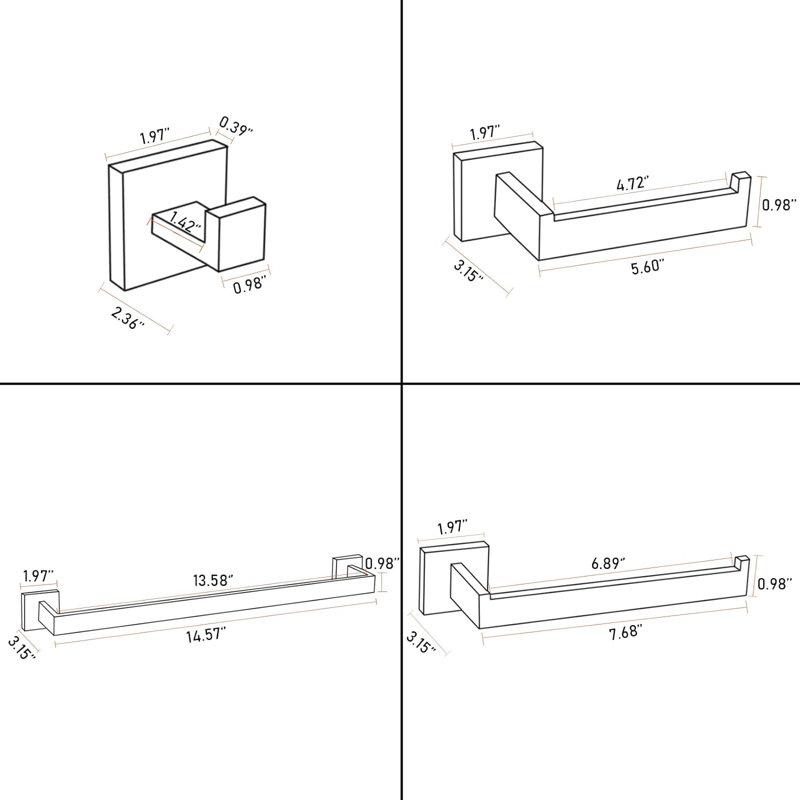 4 - Piece Bathroom Hardware Set