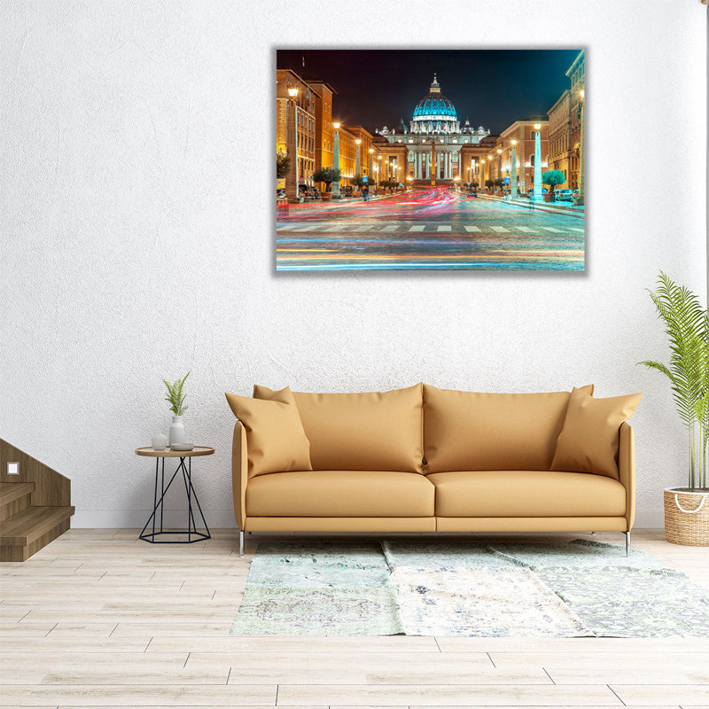 Place Saint-Pierre, Rome, Italie - reproduction d'art sur toile, H 45 po x l 60 po
