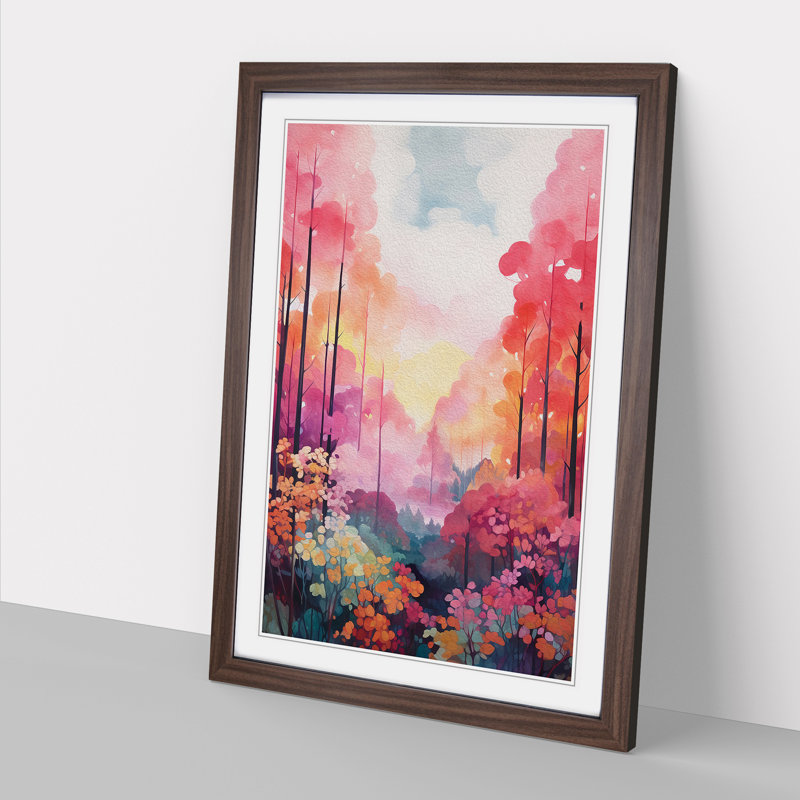 Single Picture Frame Print on Wood, Walnut Framed, 46cm H x 34cm W