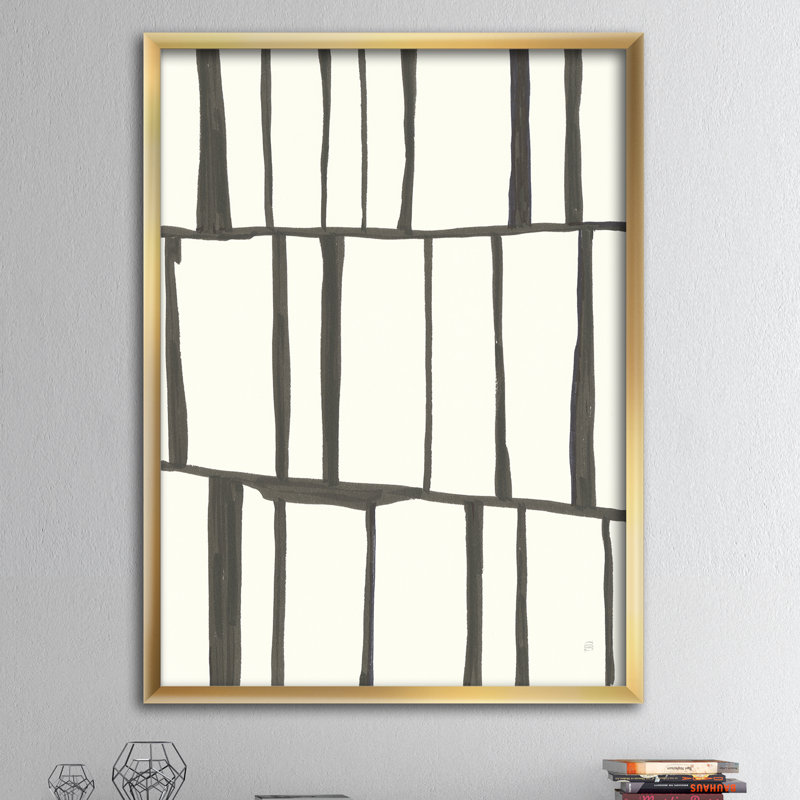 «Minimalist Black and White I», reproduction d'art sur toile, H 20 po x l 12 po x P 1po, Cadre doré