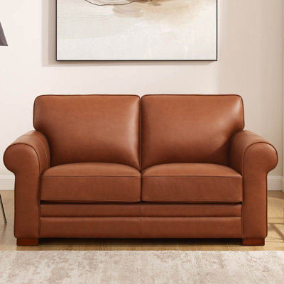 70'' Genuine Leather Rolled Arm Loveseat -  HYDELINE, S972L2-S01-2362