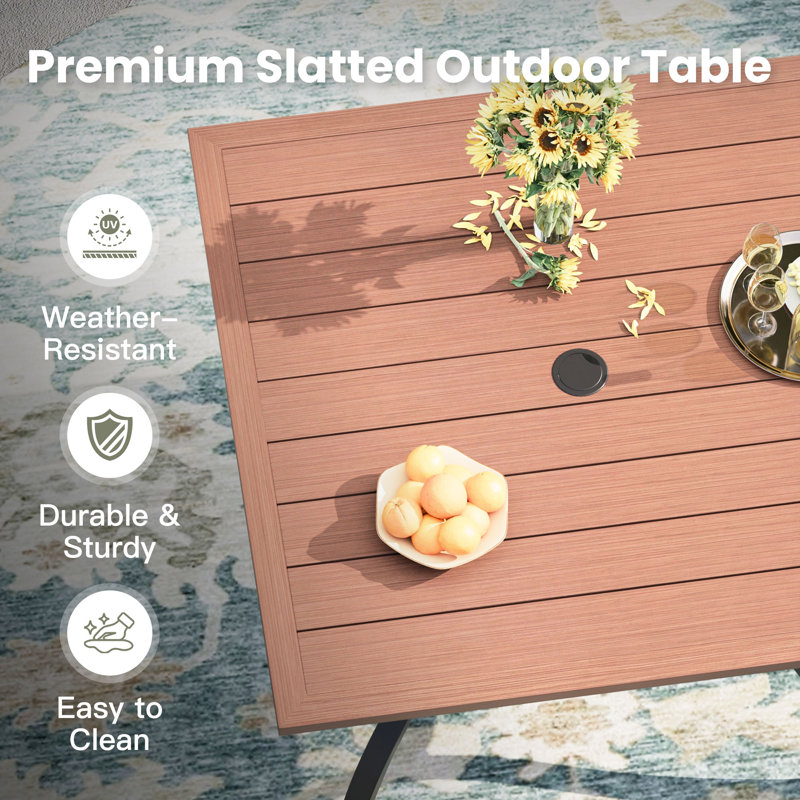 Square Outdoor Patio Dining Table, Brush Wood Brown