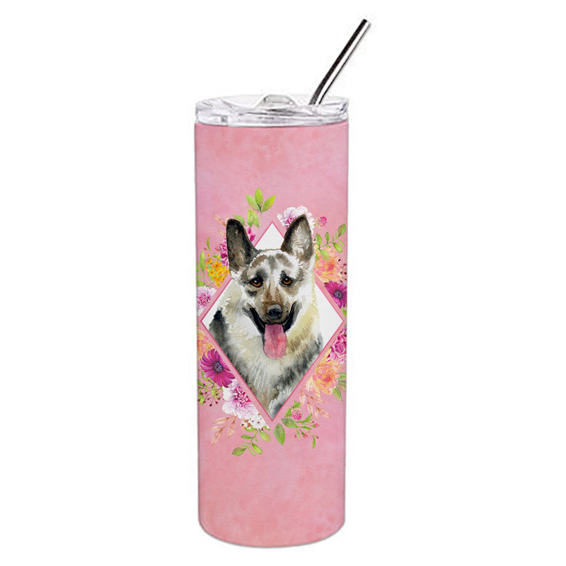 E23BF9F8391D466E9CA4F8DFEBD9A7DB de verre 20 oz à double paroi en acier inoxydable chiot, Eastern German Shepherd, Rose