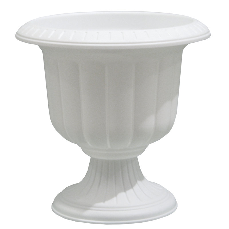 Tralee Neoclassic Resin Urn Planter, 14" H x 14" W x 14" D, White