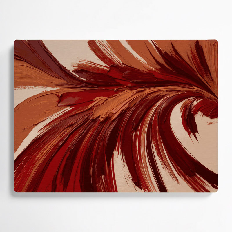 «Lyrical Abstraction 9», art mural en métal rouge, H 11 po x l 14 po