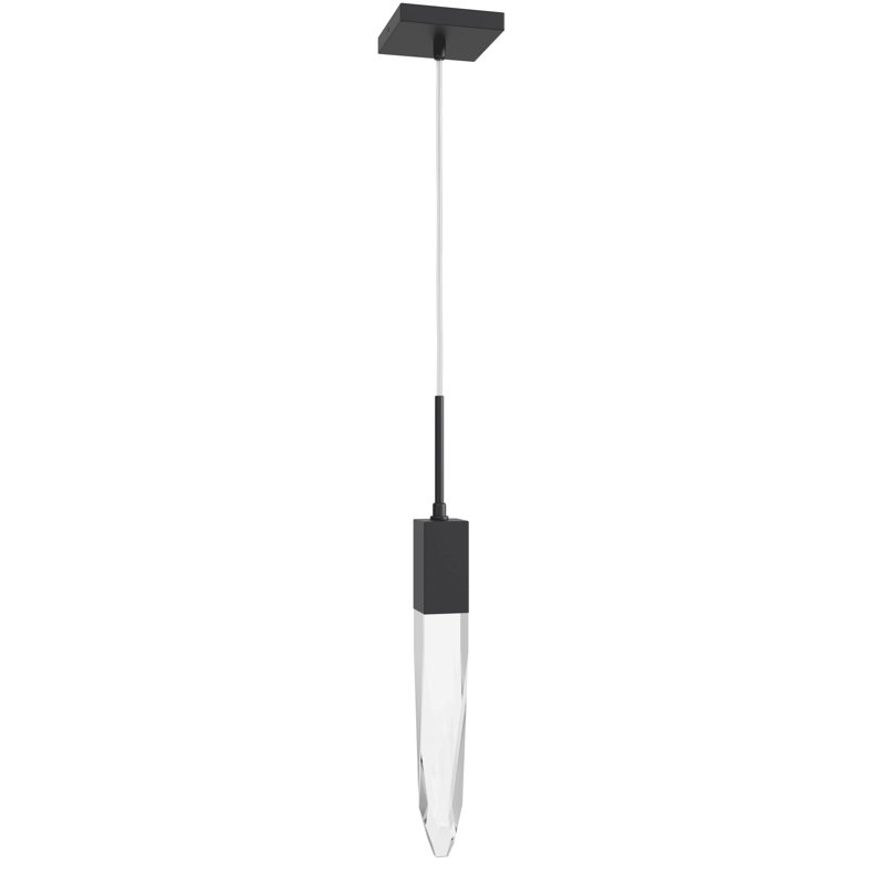 Mini-luminaire suspendu 1 lumière DEL Aspen, Transparent Aspen K9, Noir mat, Transparent