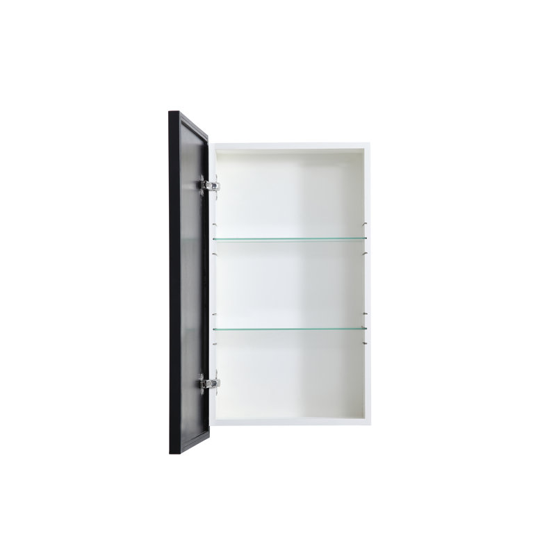 Clapp 28'' H Surface Mount Framed Medicine Cabinet with 2 Adjustable Shelves, Black, 28" H x 17" W x 5" D