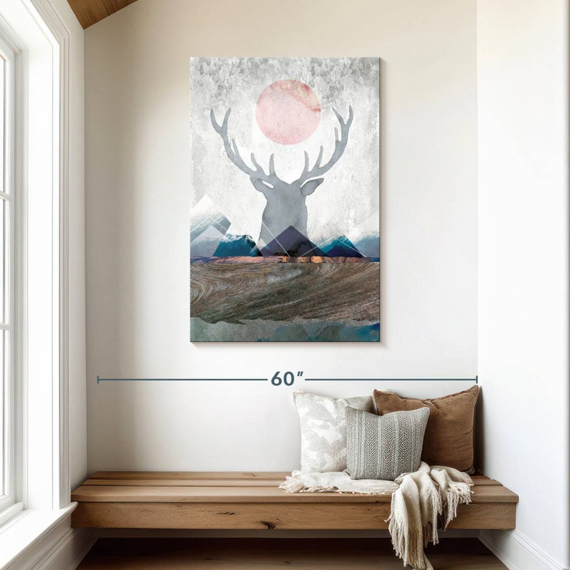 Brampt Deer And Mountains, 45" H x 30" W