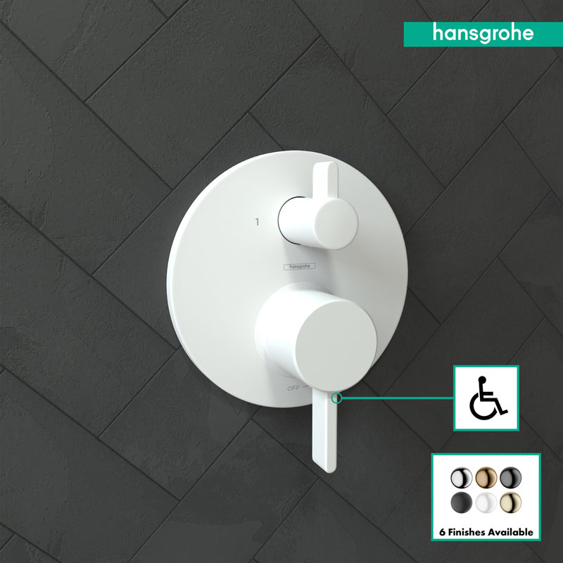 Garniture de robinet inverseur à pression équilibrée avec poignée levier Ecostat HG S, Blanc mat