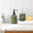 4Pcs Heavy Weight Decent Glass Bathroom Accessories Set With Decorative Pressed Pattern - Includes Soap Dispenser, Lidded Cotton Jar, Tumbler And Soap Dish(Olive Green)