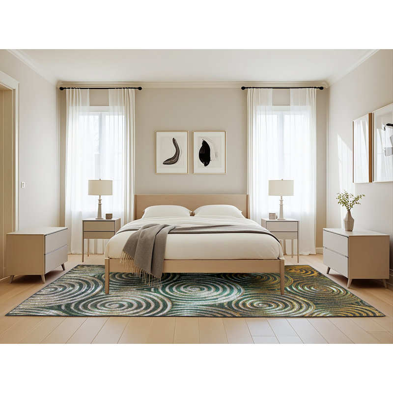 Tapis de zone dorée à motifs, Rectangle 5 pi x 8 pi