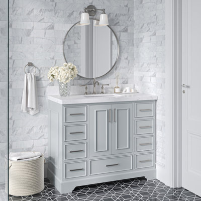 Ensemble de meuble-lavabo simple 42,25 po avec plateau en quartz Abshire