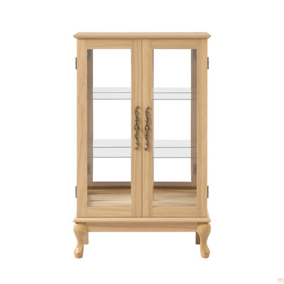 Armoire avec portes en verre trempé, lumière DEL, panneau arrière en miroir et tablettes réglables