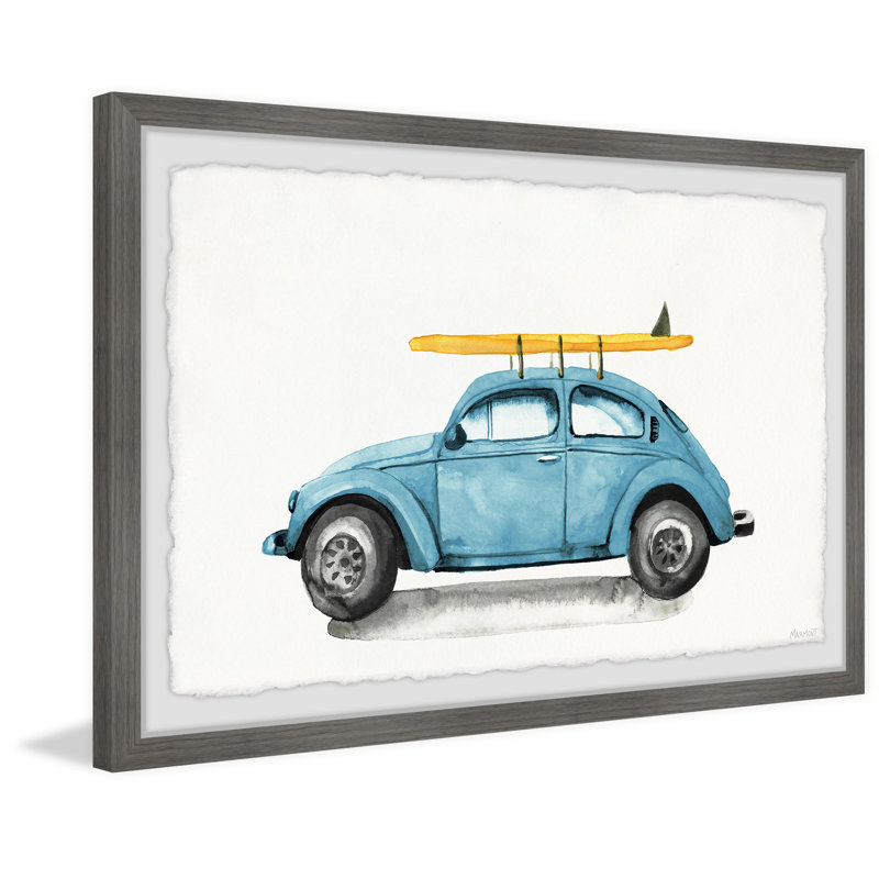 «Kinsley Beetle and Surfboard», reproduction encadrée, H 8 po x l 12 po x P 1,5 po