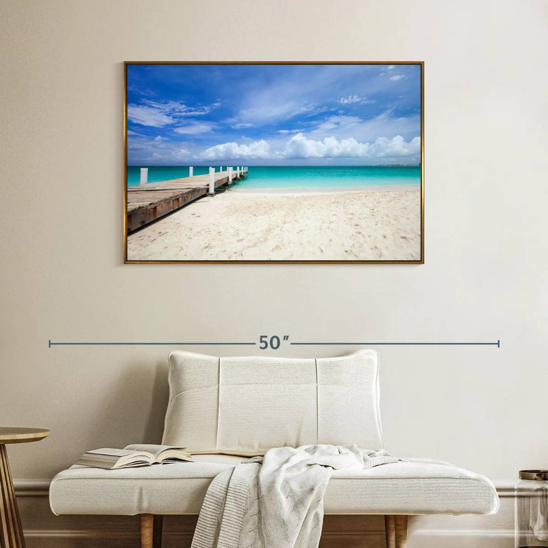 Île Providenciales Macfarlane, Cadre flottant doré, 40 po x 27 po