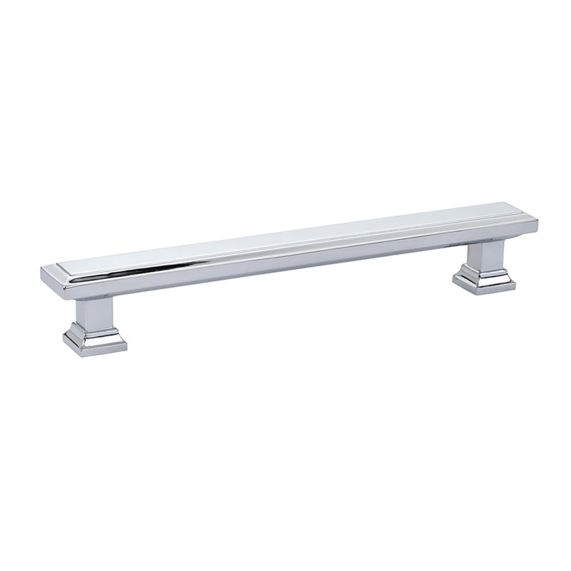 Emtek Geometric Brass Cabinet Pull, 10", Polished Chrome