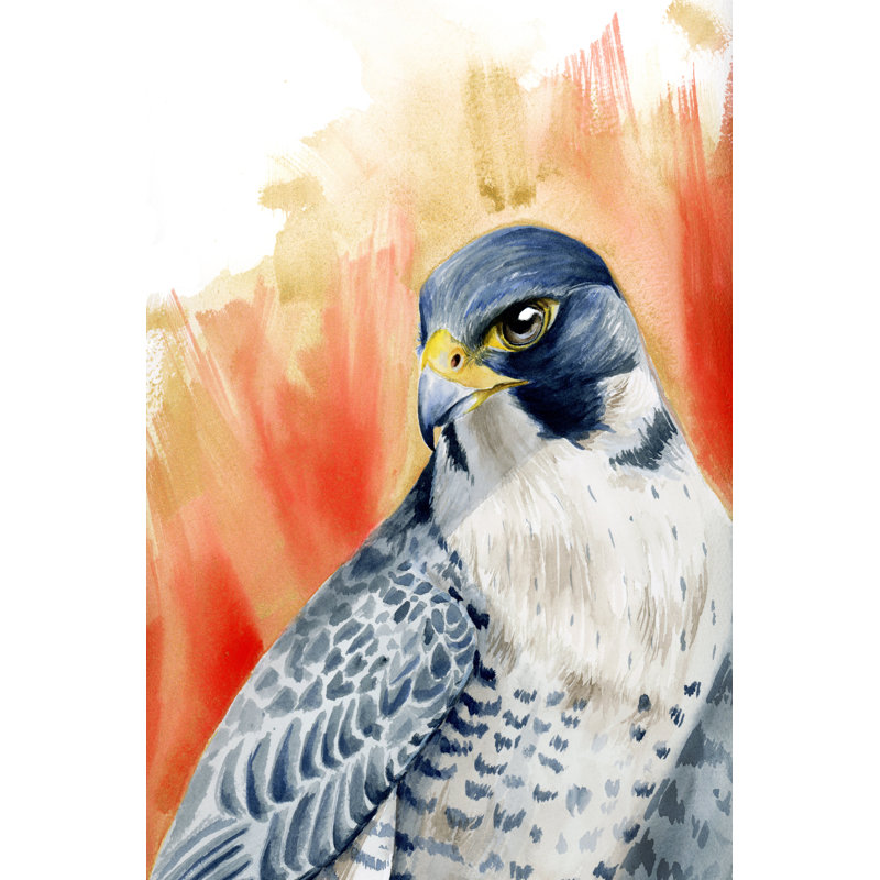 "Falcon" par Leah Tedesco sur, Pas de tapis, H 18 po x l 12 po, Toile avec cadre flottant en érable