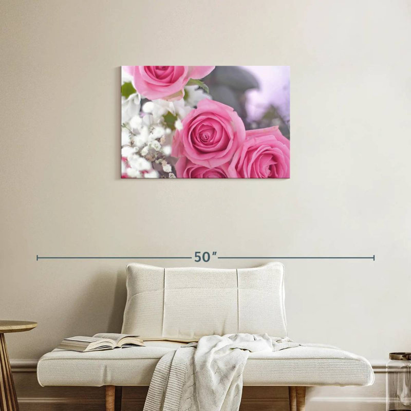 Harnek en fleurs rose clair, H 20 po x l 30 po