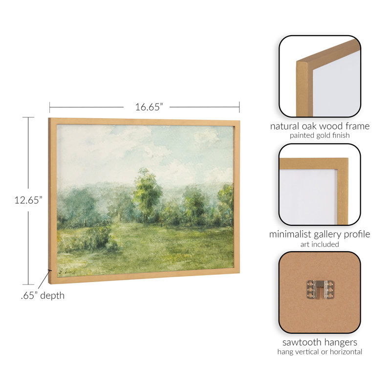 Landscape by George Inness Framed Wall Art Print, 16.65" H x 12.65" W, Gold Framed